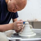 Yuta Segawa working in his studio in London 2019